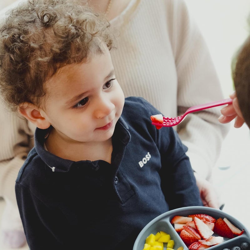 TalkTools ® Magenta Fork™ - Provides oral awareness during feeding | Encourages lip closure | Increases sensory awareness | FDA compliant, Latex, Lead, BPA, and Phthalates free (Smooth) - Image 3